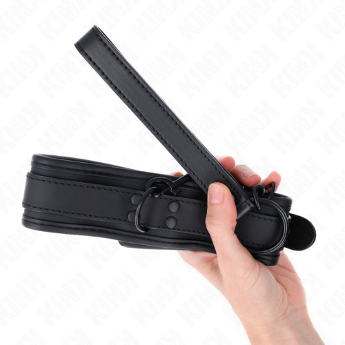 KINK – Neoprén állítható nyakörv pórázzal, fekete (Model 1)