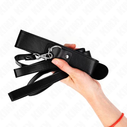 KINK – Állítható vegán bőr nyakörv és póráz szett, 116 cm, fekete