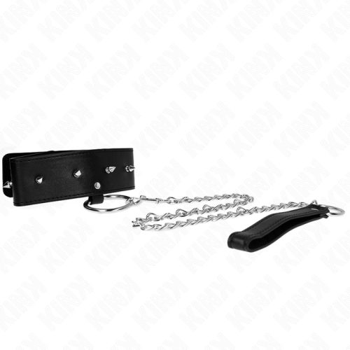 KINK – Állítható nyakörv ezüst szegecsekkel és pórázzal (Model 2)