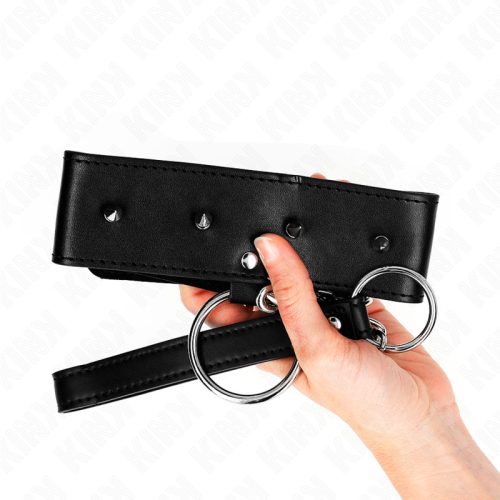 KINK – Állítható nyakörv ezüst szegecsekkel és pórázzal (Model 2)