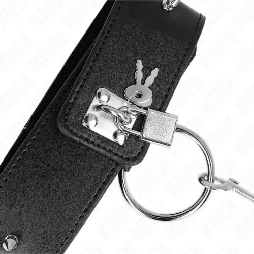 KINK – Állítható nyakörv ezüst szegecsekkel és pórázzal (Model 2)