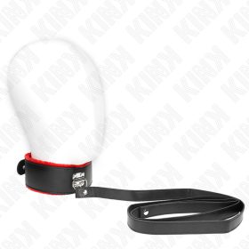   KINK – Nyakörv pórázzal, állítható, piros-fekete, 116 cm