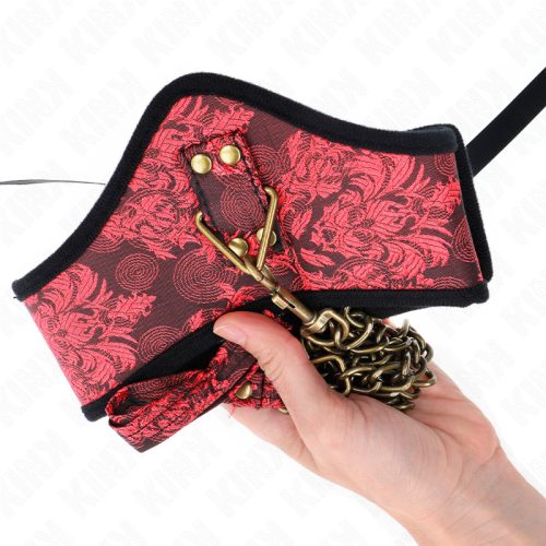 KINK – Scandal csipkés nyakörv pórázzal, bordó, 75 cm