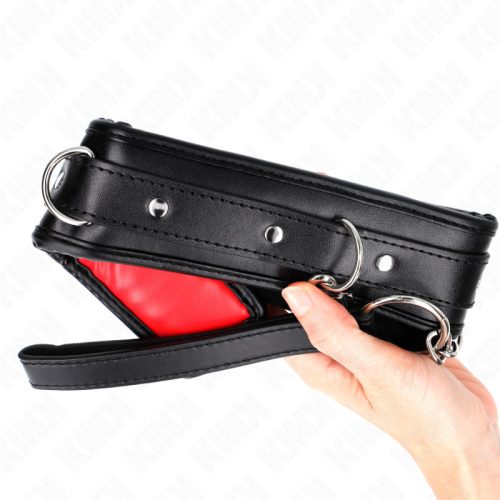 KINK –  Állítható műbőr nyakörv szivacsos béléssel, fekete (Model 3)