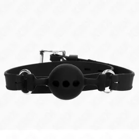   KINK – Teljesen szilikon szájpecek, S méret, 4 cm golyó, fekete