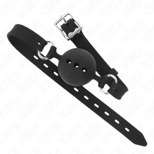 KINK – Teljesen szilikon szájpecek, Model M, 4,5 cm golyó, fekete