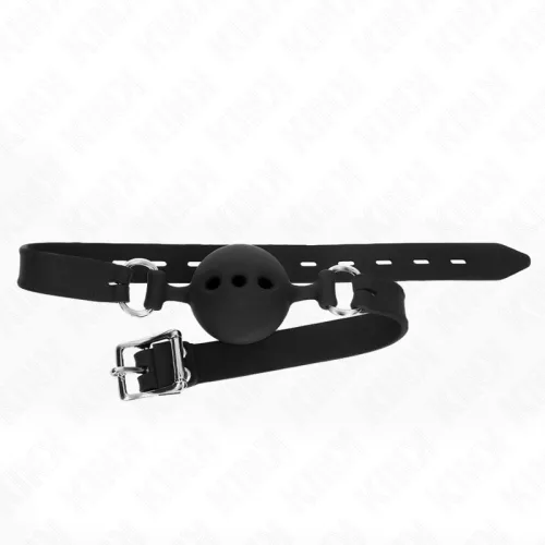 KINK – Teljesen szilikon szájpecek, Model L, 5 cm golyó, fekete