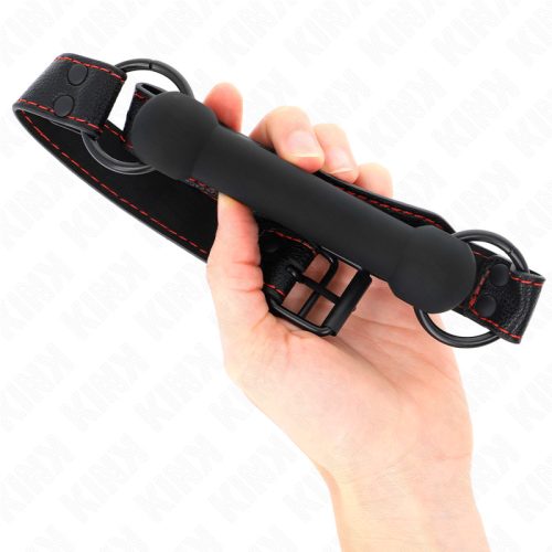 KINK – Csont formájú szájpecek állítható vegán bőr pánttal, fekete