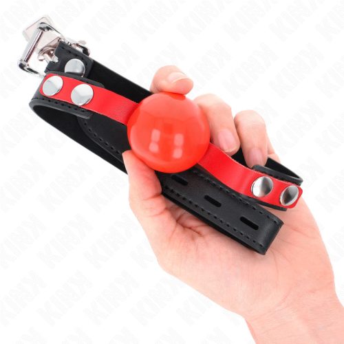 KINK –  Puha piros golyós szájpecek állítható pánttal, fekete (Model 4)