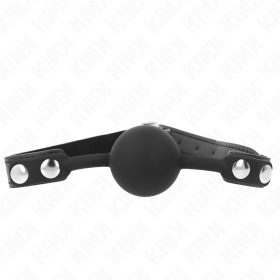   KINK – Szilikon golyós szájpecek, 4 cm, állítható pánttal, fekete (Model 1)