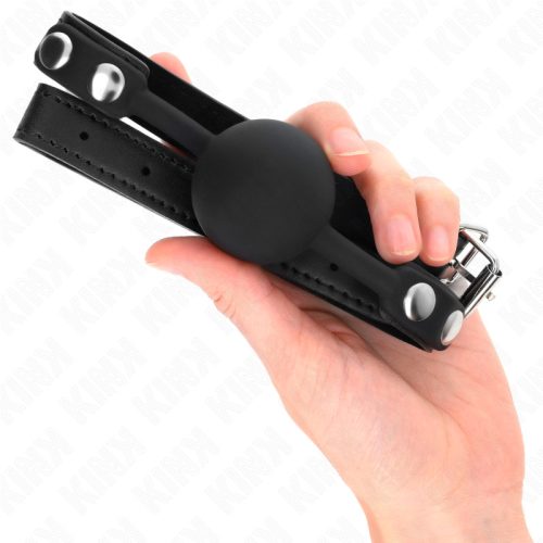 KINK – Szilikon golyós szájpecek, 4 cm, állítható pánttal, fekete (Model 1)