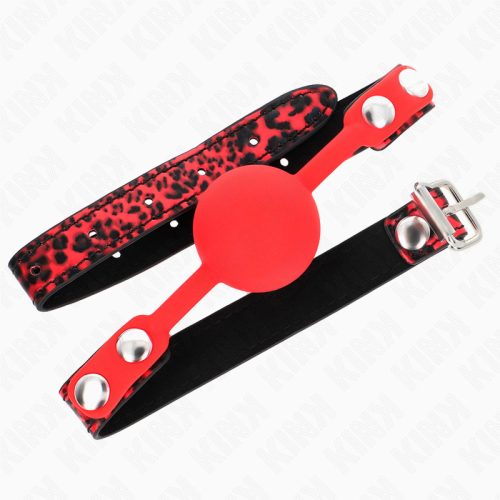 KINK – Szilikon golyós szájpecek, 4 cm, állítható pánttal, piros (Model 2)