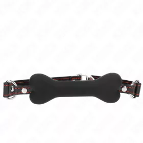   KINK – Fekete csont formájú szájpecek, szilikon, állítható pánttal, 12 cm