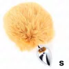 KINK – Rozsdamentes acél anál plug bézs nyuszi farokkal, 7 × 3 cm