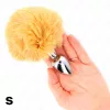 KINK – Rozsdamentes acél anál plug bézs nyuszi farokkal, 7 × 3 cm