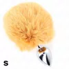 KINK – Rozsdamentes acél anál plug bézs nyuszi farokkal, 7 × 3 cm