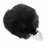 KINK – Rozsdamentes acél anál plug fekete nyuszi farokkal, 7 × 3 cm