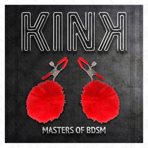 KINK – Mellcsipesz 6 cm-es piros műszőr golyóval, állítható fém csipesszel