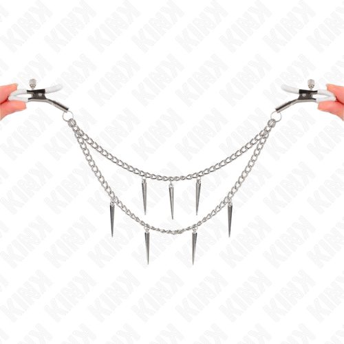 KINK – Mellbimbócsipesz tüskés lánccal, állítható fém kivitel, 30 cm