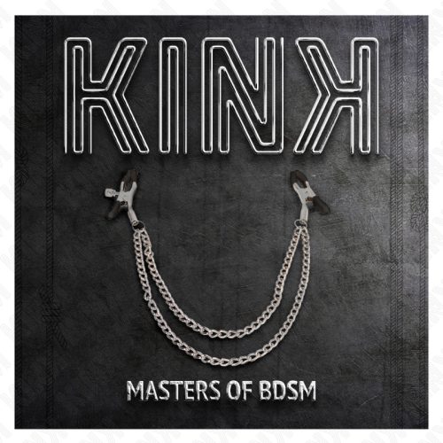 KINK – Dupla láncos mellbimbócsipesz, állítható, ezüst, fekete csiptetővel