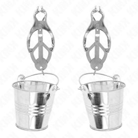   KINK – Japán Clover típusú mellcsipesz szett, ezüst minivödör súlytartókkal