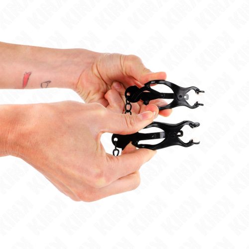 KINK – Japán clover mellcsipesz lánccal, 30 cm, fekete