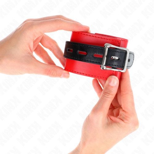KINK – Állítható csuklórögzítő párnázással és D-gyűrűkkel, piros-fekete