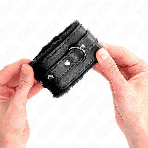 KINK – Prémium szőrmével bélelt csuklóbilincs, fekete, állítható