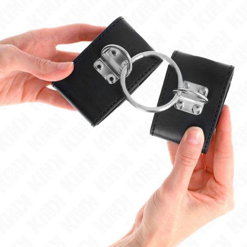 KINK – Állítható csuklópánt szett gyűrűvel és lakatos zárással, fekete