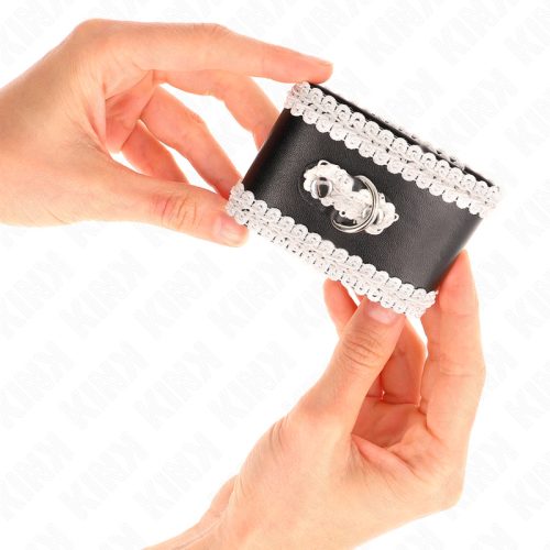 KINK – Fekete csuklópánt szett fehér csipkedíszítéssel, állítható