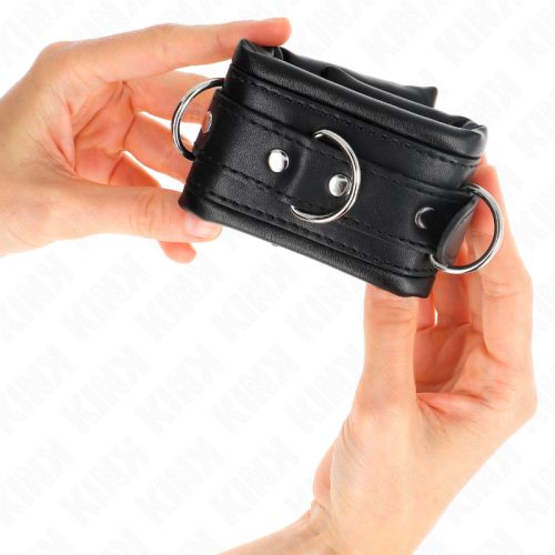 KINK – Csuklópántok fekete szőrmés béléssel, állítható, 6 cm széles