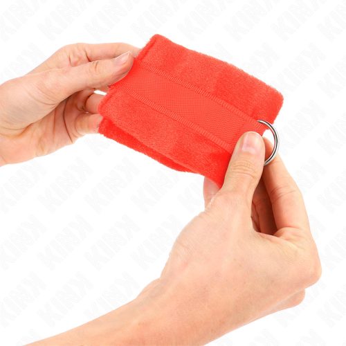 KINK – Kezdő műszőrme béléses csuklórögzítő, 30×7 cm, piros