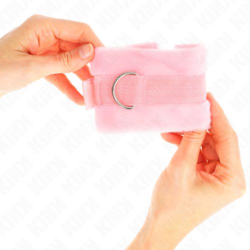 KINK – Kezdő műszőrme béléses csuklórögzítő, 30×7 cm, rózsaszín