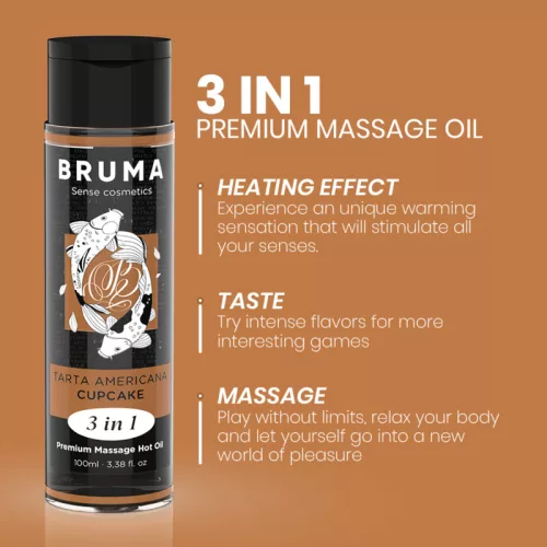 BRUMA – Premium 3 az 1-ben melegítő masszázsolaj, muffin ízű, 100 ml