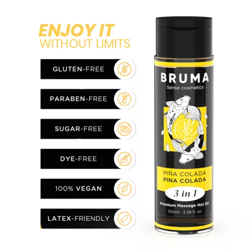 BRUMA – Premium 3 az 1-ben melegítő masszázsolaj, pina colada ízű, 100 ml