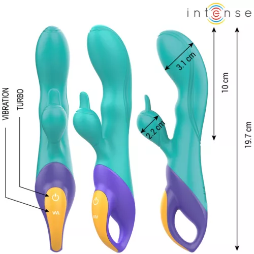 INTENSE – Fred nyuszis vibrátor, újratölthető, 19,7 cm, kék