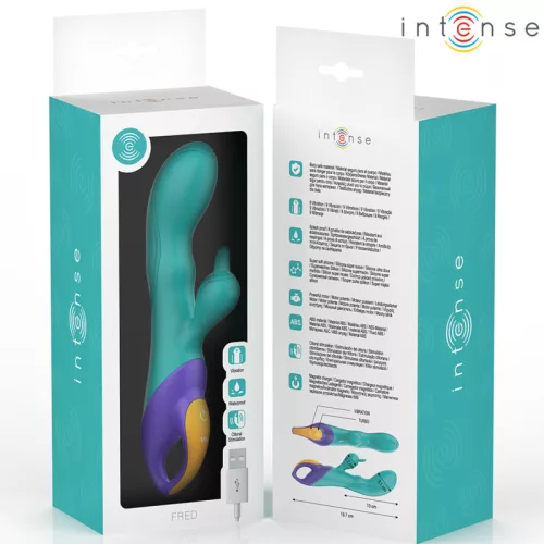 INTENSE – Fred nyuszis vibrátor, újratölthető, 19,7 cm, kék
