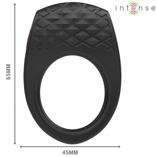 INTENSE – Clover vibrációs szilikon gyűrű, 10 rezgési mód, fekete (USB-s, távirányítós)
