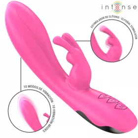   INTENSE – Randall újratölthető nyuszis vibrátor, 10 rezgésmód, rózsaszín, 19,8 cm