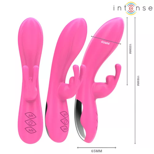 INTENSE – Randall újratölthető nyuszis vibrátor, 10 rezgésmód, rózsaszín, 19,8 cm