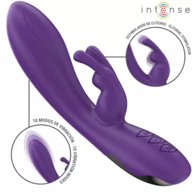   INTENSE – Randall újratölthető nyuszis vibrátor, 10 rezgésmód, lila, 19,8 cm
