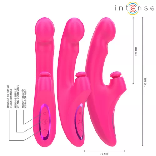 INTENSE – Emi 3 az 1-ben multifunkciós újratölthető vibrátor, 13,5 cm, 10 rezgésmód, rózsaszín