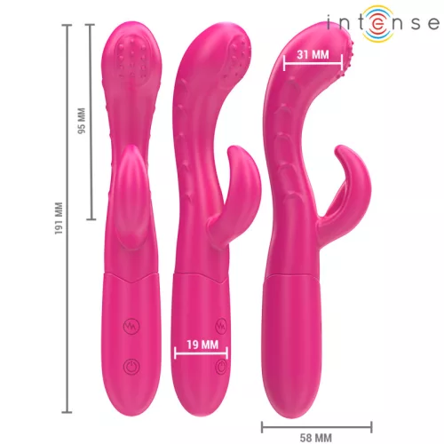 INTENSE – Amara újratölthető vibrátor stimuláló nyelvvel, 10 rezgésmód, rózsaszín