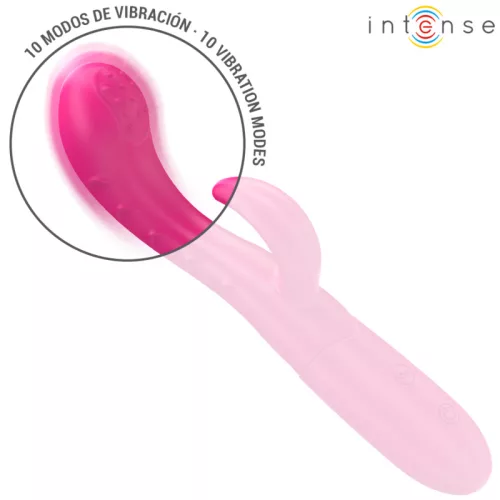 INTENSE – Amara újratölthető vibrátor stimuláló nyelvvel, 10 rezgésmód, rózsaszín