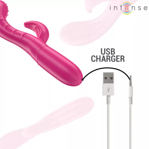 INTENSE – Amara újratölthető vibrátor stimuláló nyelvvel, 10 rezgésmód, rózsaszín