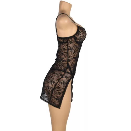 SUBBLIME – Csipke babydoll állítható pánttal, fekete S/M