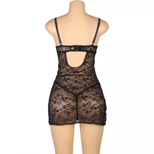 SUBBLIME – Csipke babydoll állítható pánttal, fekete S/M