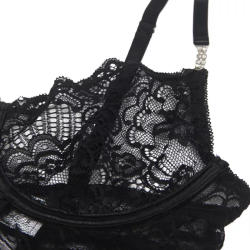 SUBBLIME – Csipke babydoll állítható pánttal, fekete S/M