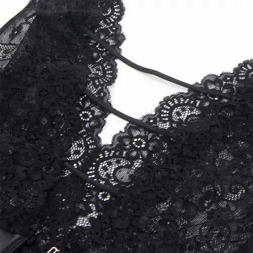 SUBBLIME – Szexi body harisnyatartóval, fekete,  L/XL