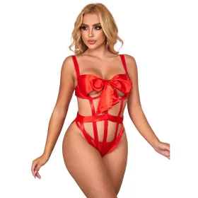 SUBBLIME – Szexi áttört body masnival, piros, L/XL